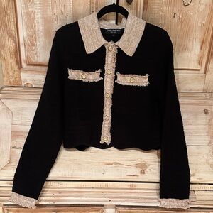 Central Park West Black and Tan Sweater